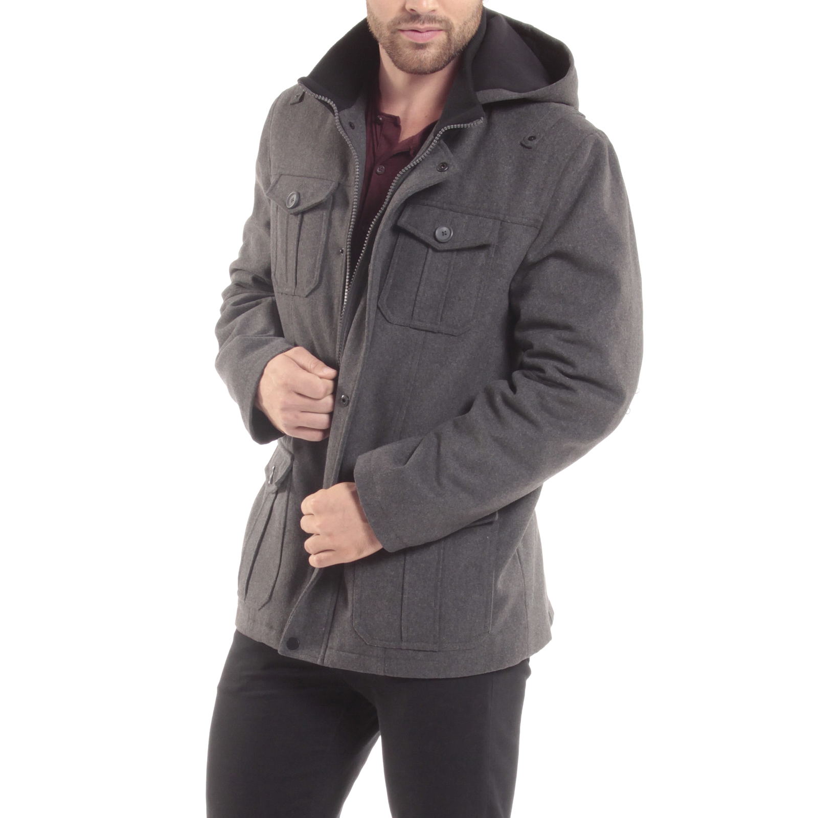 Alpine Swiss Noah Wool Mens Military Jacket Hood Parka Cargo Pocket